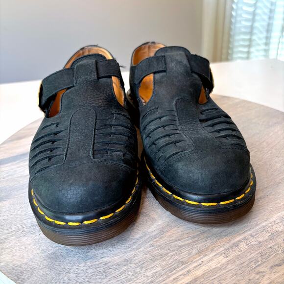 Dr. Martens 8064 Mica Woven Black Leather Sandals Loafers Men\'s Size 9 UK 7